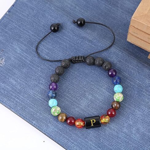 Initial Bracelet Stress Relief Gifts For Women Girls Yoga Chakra Bracelet For Women Healing Crystal Bracelet Essential Oil Bracelet For Women in Saudi Arabia