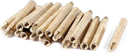 Uxcell 20 قطعة برغي فاصل سداسي نحاسي أنثى إلى ذكر 40 مم + 6 مم M4 4 مم in Kuwait