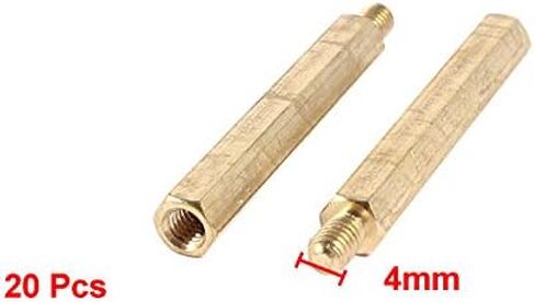 Uxcell 20 قطعة برغي فاصل سداسي نحاسي أنثى إلى ذكر 40 مم + 6 مم M4 4 مم in Kuwait