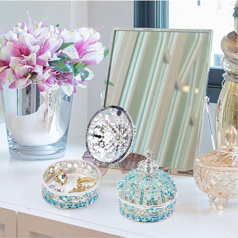 Crown Jewelry Box, Crown Holder Display Box, Princess Jewelry Box, Travel Jewelry Organizer, Table Trinkets, Mini Enamel Painted Ornaments for Decoration Storage (Carmine Rose) in Saudi Arabia