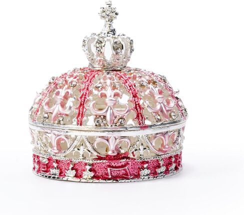 Crown Jewelry Box, Crown Holder Display Box, Princess Jewelry Box, Travel Jewelry Organizer, Table Trinkets, Mini Enamel Painted Ornaments for Decoration Storage (Carmine Rose) in Saudi Arabia