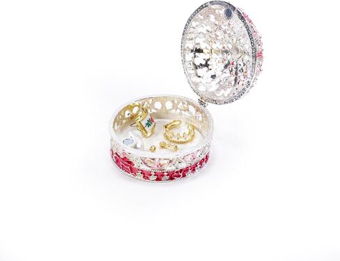 Crown Jewelry Box, Crown Holder Display Box, Princess Jewelry Box, Travel Jewelry Organizer, Table Trinkets, Mini Enamel Painted Ornaments for Decoration Storage (Carmine Rose) in Saudi Arabia