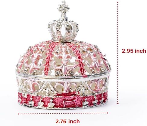 Crown Jewelry Box, Crown Holder Display Box, Princess Jewelry Box, Travel Jewelry Organizer, Table Trinkets, Mini Enamel Painted Ornaments for Decoration Storage (Carmine Rose) in Saudi Arabia