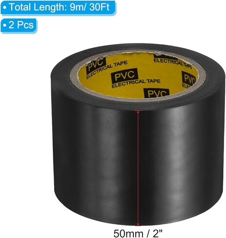 PATIKIL Corrosion Protection Pipe Tape, 30 Ft x 2 Inch PVC Insulation Wrap Duct Tape Self Adhesive for Metal Electrical Piping Drain Pipe Electrical Wires HVAC Duct, Black in Kuwait