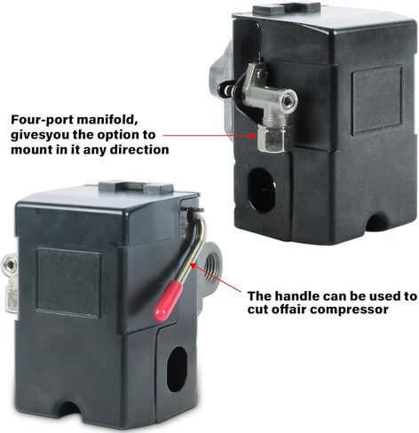 مفتاح ضغط ضاغط الهواء LF10-4H، مفتاح ضغط 4 منافذ للتحكم في الاستبدال NPT1/4 95-125 PSI in Kuwait