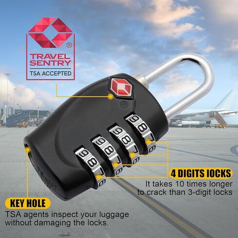 2 حزمة أقفال حالة بندقية معتمدة من TSA لحالات المسدسات، أقفال حقائب الحمل البلاستيكية الصلبة للسفر للأسلحة النارية، أقفال Trvel شديدة التحمل مقاومة للقطع in Kuwait