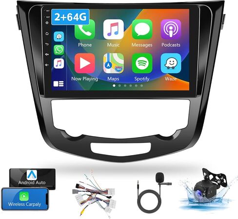 لسيارة Nissan Rogue X-Trail Qashqai 2014-2018، 2+64G يدعم ستيريو السيارة Android Carplay اللاسلكي وAndroid Auto مع شاشة لمس 10.1 بوصة WiFi GPS Buetooth HiFi FM/RDS مستقبل راديو USB كاميرا احتياطية in Saudi Arabia