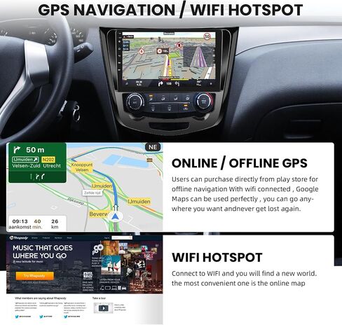 لسيارة Nissan Rogue X-Trail Qashqai 2014-2018، 2+64G يدعم ستيريو السيارة Android Carplay اللاسلكي وAndroid Auto مع شاشة لمس 10.1 بوصة WiFi GPS Buetooth HiFi FM/RDS مستقبل راديو USB كاميرا احتياطية in Saudi Arabia