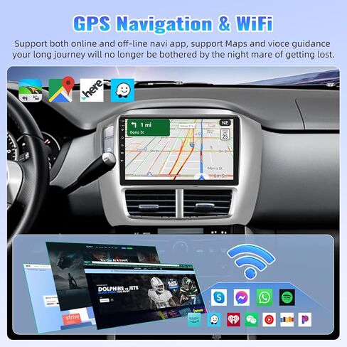 ستيريو سيارة Camecho 2G+64G Android 13 لسيارة 2006-2008 Honda Pilot Radio 9 بوصة تعمل باللمس مع Apple Carplay اللاسلكي وAndroid Auto، راديو السيارة مع بلوتوث GPS WiFi EQ 1080P SWC + كاميرا احتياطية AHD in Saudi Arabia