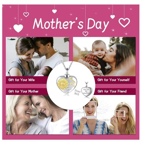 عباد الشمس جرة قلادة سوار حلقة 925 الفضة الاسترليني تذكارات مجوهرات الحرق لقلادة الرماد أنت بلدي الشمس المشرقة التذكارية دائما في قلبي هدية قلادة الذاكرة (قلادة) in Kuwait