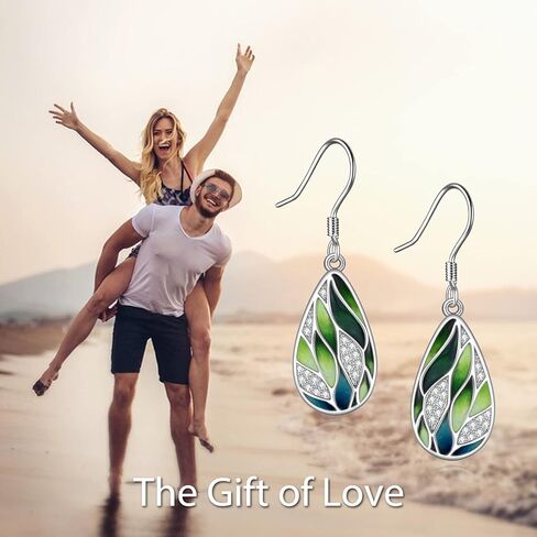 925 Sterling Silver Green Earrings for Women Enamel Leaf Jewelry Set in Saudi Arabia