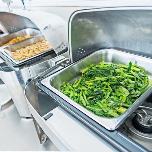 4 عبوات من مقالي الفندق بنصف الحجم، مقلاة طاولة بخار من الفولاذ المقاوم للصدأ بعمق 1/2 مقاس 2.6 بوصة، مقلاة طعام مضادة للمربى للمنزل والفندق ومستلزمات تقديم الطعام للحفلات in Kuwait