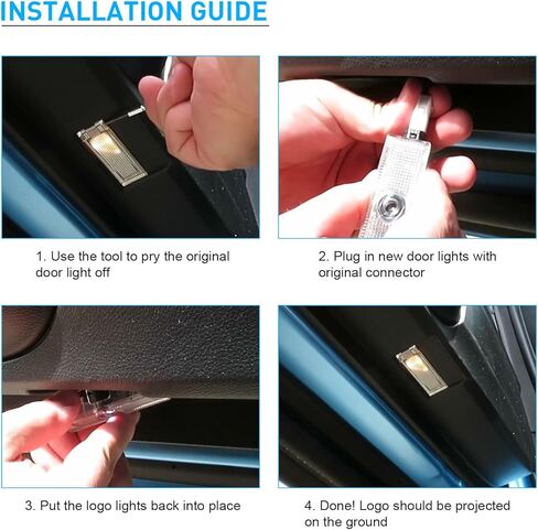 شعار مصابيح الباب Never Fade متوافق مع دودج تشارجر 2006 إلى الوقت الحاضر، ملحقات مصابيح LED Ghost Shadow ترحيب البركة (أحمر، قطعتان) in Kuwait