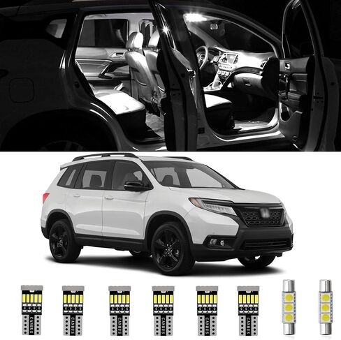 AWALITED 15 قطعة مجموعة مصابيح LED داخلية بيضاء لـ 2019 2020 2021 Honda Passport مصباح LED فائق السطوع خريطة قبة استبدال مصابيح الإضاءة in Saudi Arabia