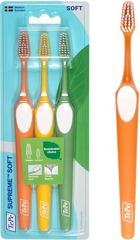 TEPE Supreme Toothbrush, Soft Bristle Toothbrush, Tapered Brush Head for Sensitive Teeth and Gum Care, Adult, 1 Pack in Kuwait