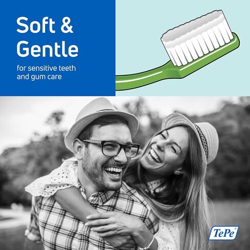 TEPE Supreme Toothbrush, Soft Bristle Toothbrush, Tapered Brush Head for Sensitive Teeth and Gum Care, Adult, 1 Pack in Kuwait