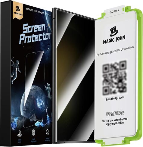 عبوة من قطعتين من MAGIC JOHN لهاتف Samsung Galaxy S23 Ultra واقي شاشة للخصوصية [مادة فيلم سيراميك وليس زجاج] 6.8 بوصة، [متوافق مع بصمة الإصبع بنسبة 100%] صينية سهلة التركيب، مقاومة للصدمات in Kuwait