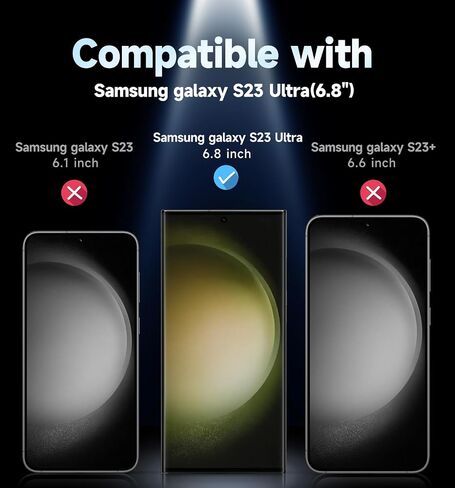 عبوة من قطعتين من MAGIC JOHN لهاتف Samsung Galaxy S23 Ultra واقي شاشة للخصوصية [مادة فيلم سيراميك وليس زجاج] 6.8 بوصة، [متوافق مع بصمة الإصبع بنسبة 100%] صينية سهلة التركيب، مقاومة للصدمات in Kuwait