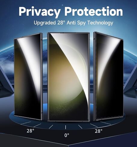 عبوة من قطعتين من MAGIC JOHN لهاتف Samsung Galaxy S23 Ultra واقي شاشة للخصوصية [مادة فيلم سيراميك وليس زجاج] 6.8 بوصة، [متوافق مع بصمة الإصبع بنسبة 100%] صينية سهلة التركيب، مقاومة للصدمات in Kuwait