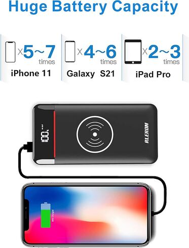 شاحن محمول، بنك طاقة لاسلكي بقدرة 25000 مللي أمبير في الساعة، شحن سريع USB-C مع 3 مخارج ومدخلين، حزمة بطارية خارجية فائقة السعة متوافقة مع هواتف iPhone Samsung Android وغيرها in Saudi Arabia