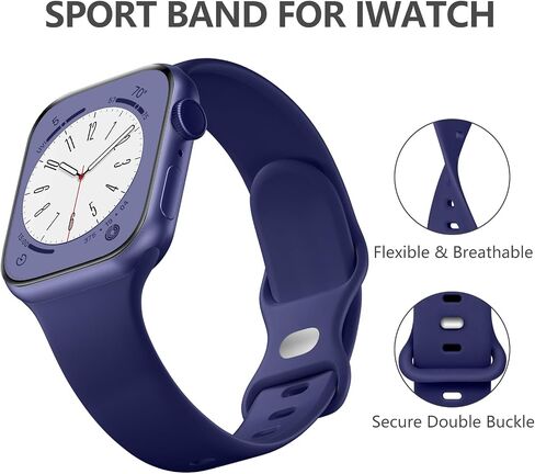 DaQin Sport Band Compatible with Apple Watch Bands 40mm 41mm 42mm 44mm 45mm 46mm 49mm 38mm Women Men, Soft Silicone Waterproof Wristband Strap for iWatch Band Series 11 10 9 8 7 6 5 4 3 2 1 SE Ultra in Kuwait
