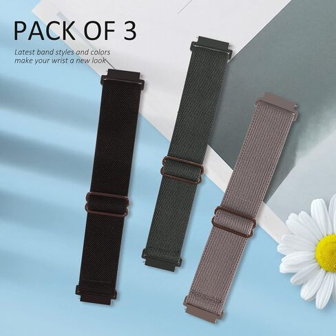 3 Pack Stretchy Nylon Watch Bands Compatible with Amazfit GTR 4/ GTR 3 Pro/GTR 3/GTR 2/2e/Bip 5/GTR 47mm/Cheetah,22MM Loop Elastic Straps for Garmin Vivoactive 4,Venu 2,Venu 3,Replacement Band Women Men in Kuwait