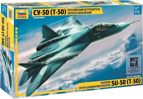 Zvezda 7275 - Russian Fifth-Generation Fighter Sukhoi SU-50 (T-50) - Plastic Model Kit Scale 1/72 70 Details Lenght 11.5" in Saudi Arabia