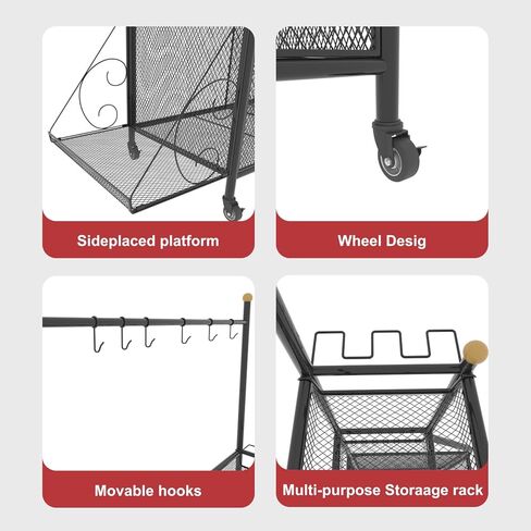 Garage Sports Equipment Organizer Rack for Home Gym Black Rolling Basketball Holder sports equipment storage Indoor/Outdoor in Kuwait