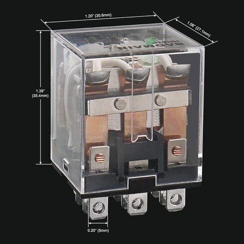 Baomain General Purpose Power Relay,HH63P (LY3) DPDT 11 Pins DC 12V 3NO 3NC,Green LED Indicator PCB Power Relay in Saudi Arabia