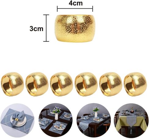 Napkin Rings Gold Set of 10 Bling Napkin Rings for Weddings Christmas Napkin Rings Gold for Dining Table, Holiday Décor and Special Occasions (Golden 10PCS) in Saudi Arabia