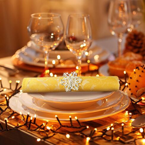 Snowflake Napkin Rings Christmas Napkin Ring Holder Buckle Rhinestone Pearl Napkin Rings Holder Decorative Metal Napkin Ring Alloy Napkin Ring for Christmas Wedding Table Decor (Gold,12 Pieces) in Saudi Arabia