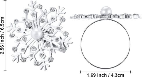Snowflake Napkin Rings Christmas Napkin Ring Holder Buckle Rhinestone Pearl Napkin Rings Holder Decorative Metal Napkin Ring Alloy Napkin Ring for Christmas Wedding Table Decor (Gold,12 Pieces) in Saudi Arabia