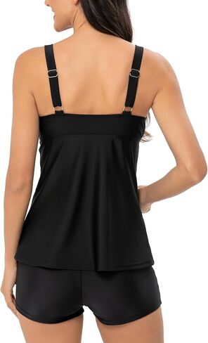 Womens Two Piece Plus Size Tankini Swimsuits with Shorts Tummy Control Bathing Suit Athletic Swimwear in Saudi Arabia
