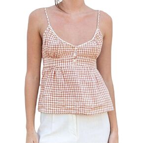 Women Y2k Babydoll Cami Top Sexy Lace Ruffle V Neck Spaghetti Strap Peplum Tank Tops Coquette Going Out Streetwear in Kuwait