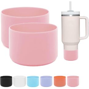 2pcs silicone boot sleeve for stanley cup accessories ، غطاء قاع زجاجة ماء واقية لـ Stanley 40 Oz Tumbler مع مقبض in Kuwait