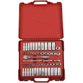 Milwaukee 3/8 in. Drive SAE/Metric Ratchet and Socket Mechanics Tool Set (56-Piece) in Kuwait