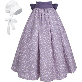NSPSTT Women Pioneer Colonial Skirt Girls Peasant Prairie Skirt Civil War Trek Floral Costume in Kuwait