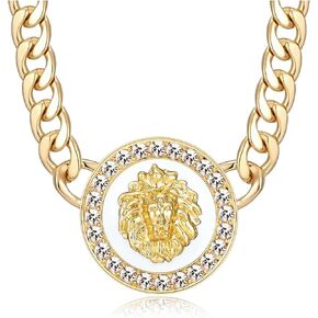 نساء الهيب هوب كرة السلة زوجات الأسد رأس سلسلة قلادة قلادة قلادة قلادة كرستال مرتبط زي قلادة الزي زي كوكتيل مجوهرات حيوانات in Kuwait