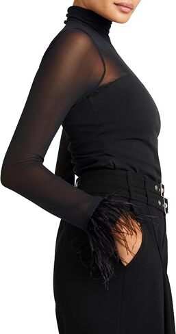 Cinq à Sept Women's Feather Trim Shantel Top in Saudi Arabia