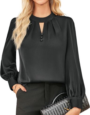 GRACE KARIN Women's Dressy Business Casual Tops Long Sleeve Shirts Satin Silk Blouse Work Office Fall Outfits 2025 in Saudi Arabia