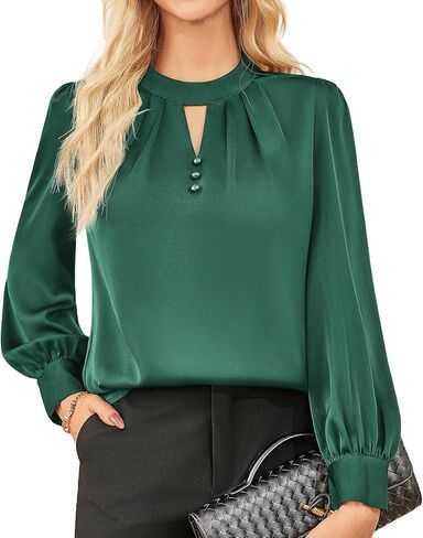 GRACE KARIN Women's Dressy Business Casual Tops Long Sleeve Shirts Satin Silk Blouse Work Office Fall Outfits 2025 in Saudi Arabia