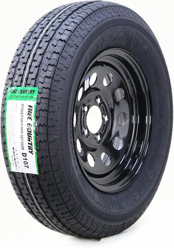 Free Country Trailer Tire Wheel Assembly ST205/75R15 8-Ply D 107M 5 Lug on 5" PCD Black Mod Rim in Kuwait