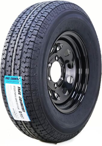 Free Country Trailer Tire Wheel Assembly ST205/75R15 8-Ply D 107M 5 Lug on 5" PCD Black Mod Rim in Kuwait