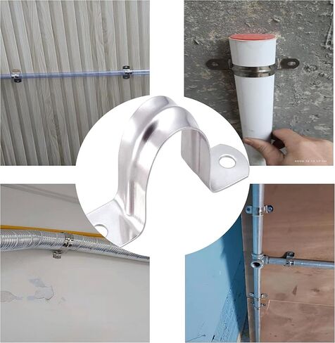 10pcs 2 3/8 inch Pipe Strap Clamp,2 Holes,304,U-Tube Strap Clamp,M60 U Bracket Tube Clip,Secures Conduit (internal diameter 60mm） in Kuwait