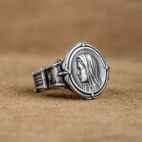 عذراء مريم الفضة خاتم ، خاتم العذراء مريم مريم ، هدية دينية ، 925 الجنيه الاسترليني سيلفر العذراء المجوهر in Kuwait