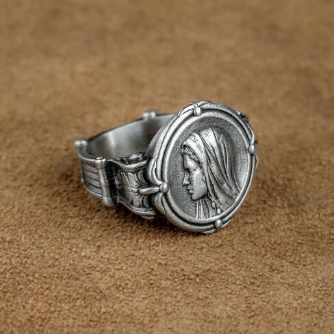 عذراء مريم الفضة خاتم ، خاتم العذراء مريم مريم ، هدية دينية ، 925 الجنيه الاسترليني سيلفر العذراء المجوهر in Kuwait