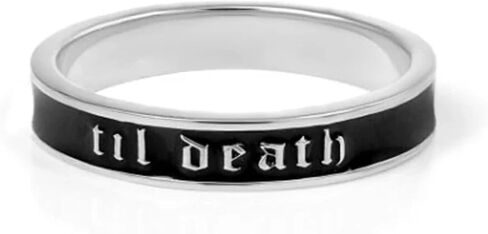 Til death band ring - 4mm wide til death ring, Black Enamel Band, 925 sterling silver, wedding & Anniversary Band, Gift For Her Him in Saudi Arabia