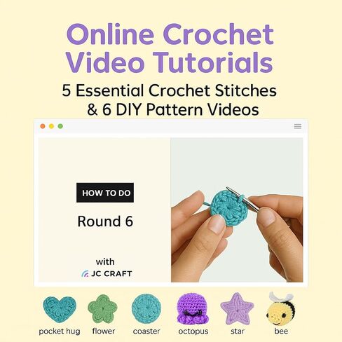 JC CRAFT 137-Piece Crochet Kit for Beginners Adults & Kids: 20 Vibrant Yarns, Ergonomic Hooks, Complete Supplies, Stylish Bag – Perfect Crochet Starter Kit, 1970 Yards of Yarn, Purple in Saudi Arabia