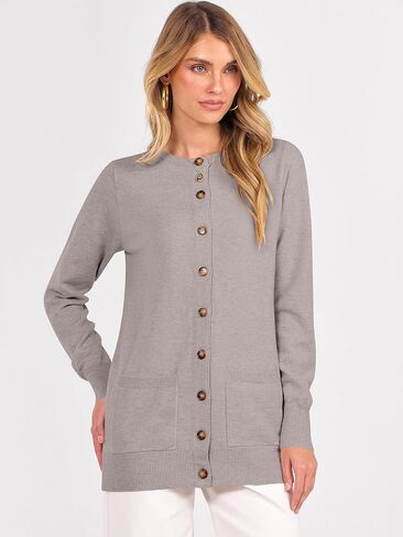ANRABESS Women's Cardigans 2025 Fall Dressy Casual Long Sleeve Crewneck Button Down Open Front Soft Knit Cardigan Sweaters in Saudi Arabia