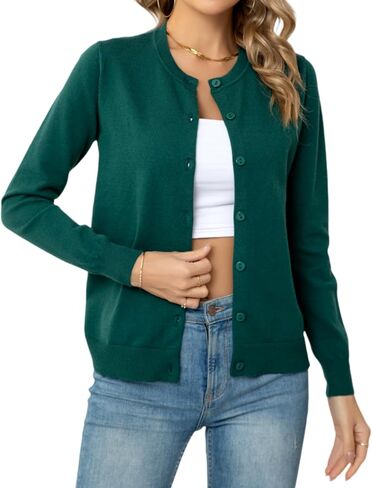 Women's Button Down Open Cardigan Swegants Crew Neck Studs Long Sleeve Fall Fashing 2025 الملابس in Kuwait